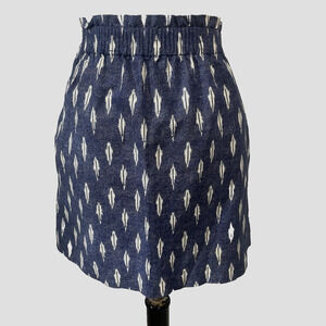 J Crew Skirt size 6 Denim Blue Ivory Linen Above Knee A Line Casual Beach